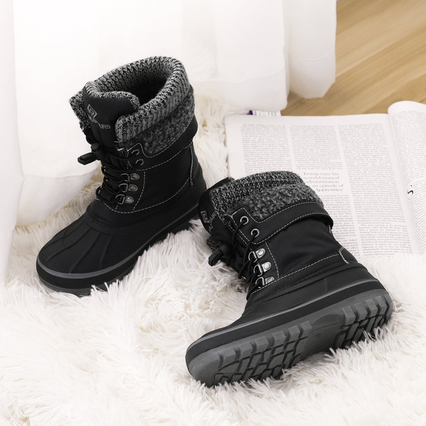 Insulated Snow Kids Waterproof Boots - BLACK - 1