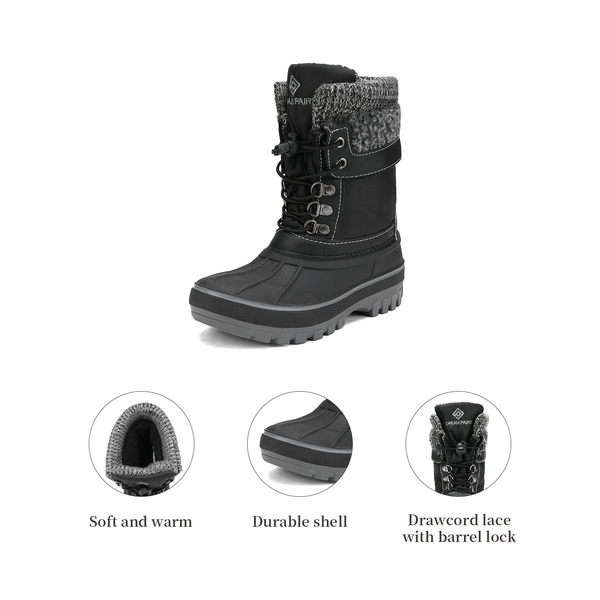 Insulated Snow Kids Waterproof Boots - BLACK - 3
