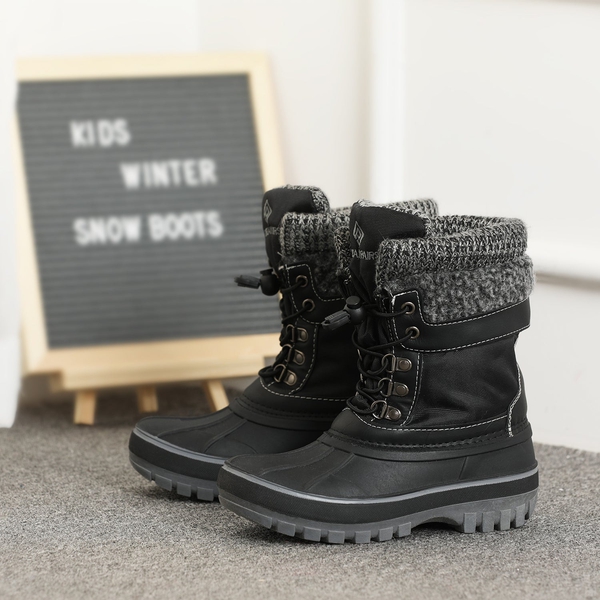 Insulated Snow Kids Waterproof Boots - BLACK - 5