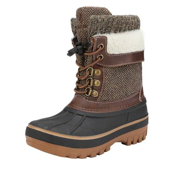 Insulated Snow Kids Waterproof Boots - BROWN -  0