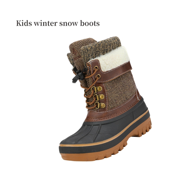 Insulated Snow Kids Waterproof Boots - BROWN - 2