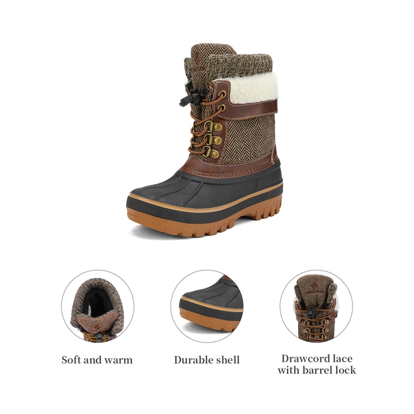 Insulated Snow Kids Waterproof Boots - BROWN - 3
