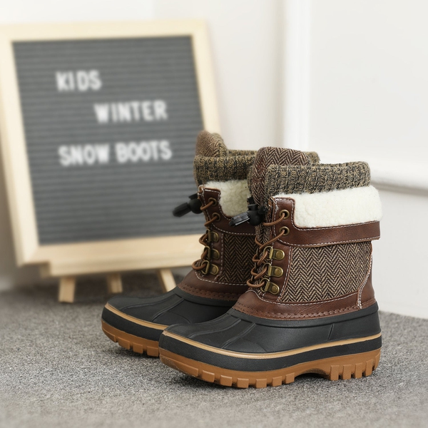 Insulated Snow Kids Waterproof Boots - BROWN - 5