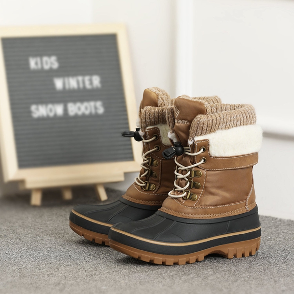 Insulated Snow Kids Waterproof Boots - TAN - 5