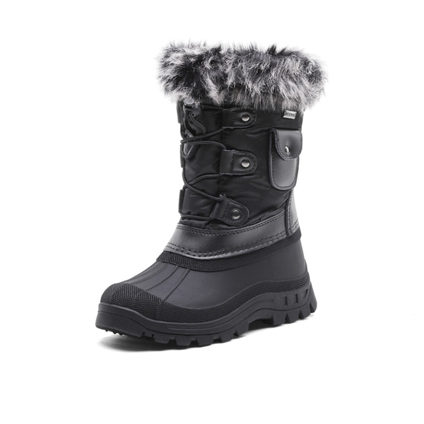 Kids Waterproof Warm Snow Boots - BLACK -  0