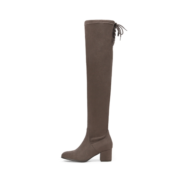 Laurence Chunky Heel Thigh High Boots - KHAKI - 1