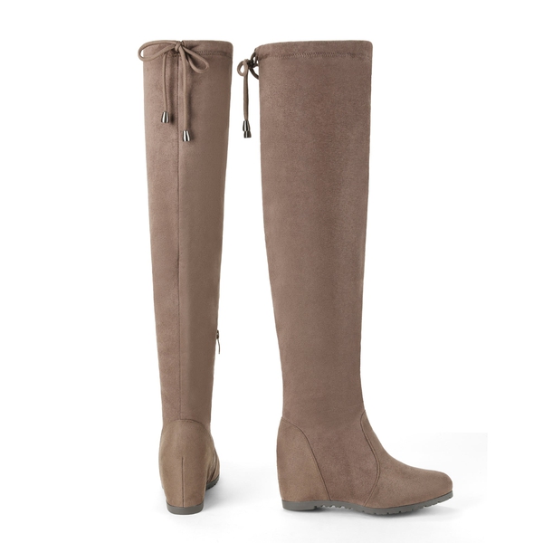 Thigh High Wedges Boots - KHAKI - 5