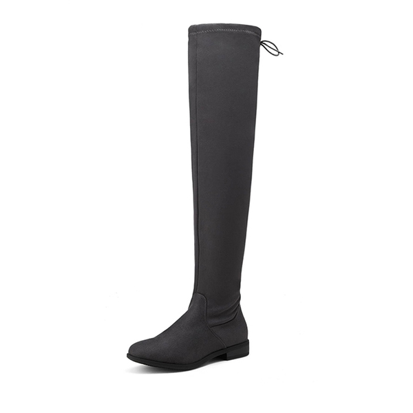 Grey block heel over the knee boots top