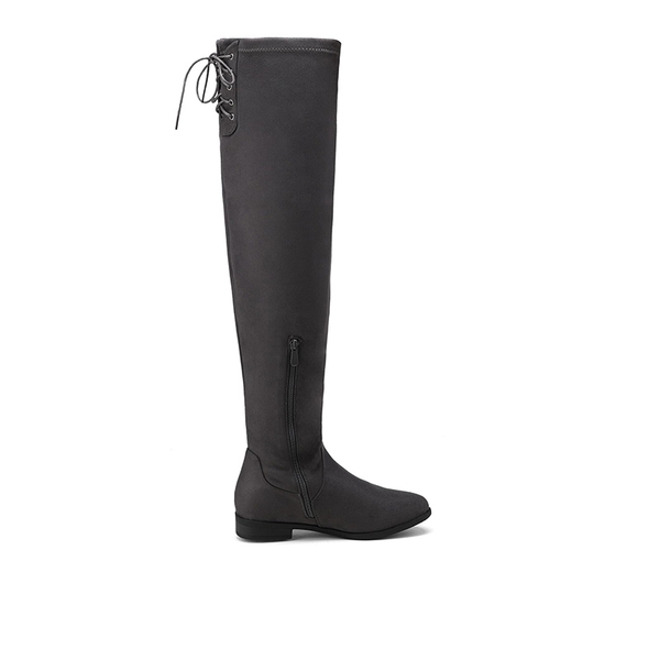 Block Heel Over The Knee High Boots - GREY - 3