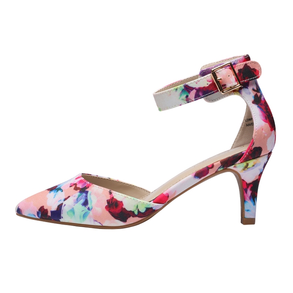 Women's Low Heel Ankle Strap Pumps - FLORAL - 2