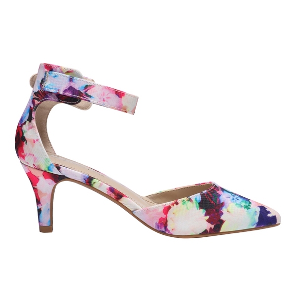 Women's Low Heel Ankle Strap Pumps - FLORAL - 3