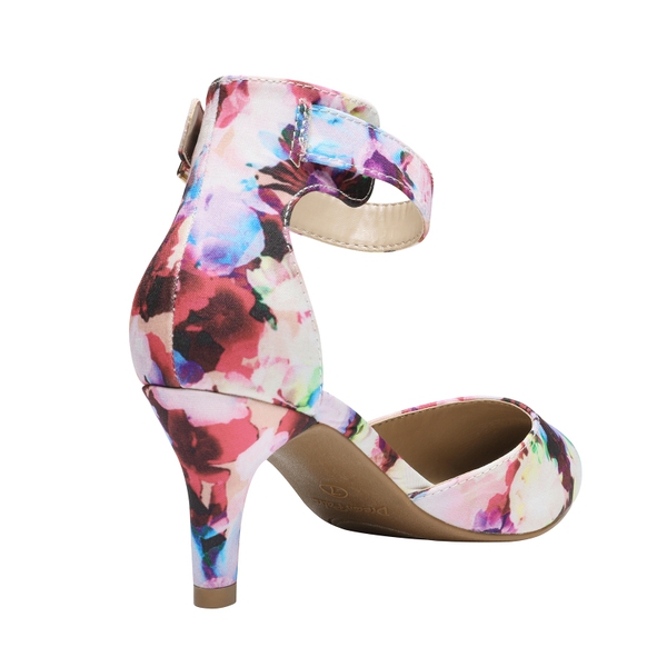 Women's Low Heel Ankle Strap Pumps - FLORAL - 5