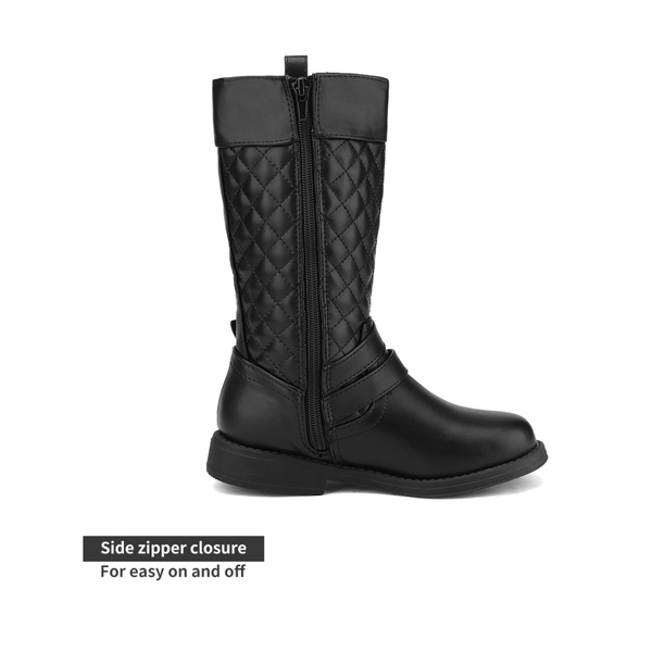 Girls Knee High Fashion Riding Boots - BLACK - 1