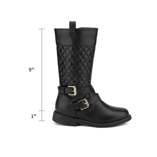 Girls Knee High Fashion Riding Boots - BLACK - 2