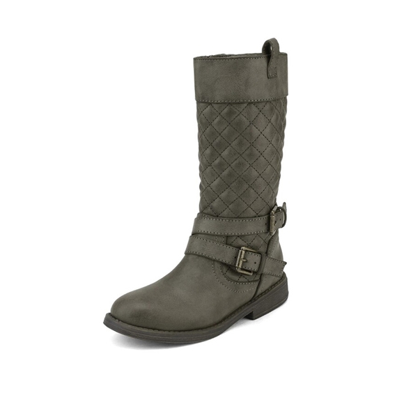Girls Knee High Fashion Riding Boots - GREY -  0