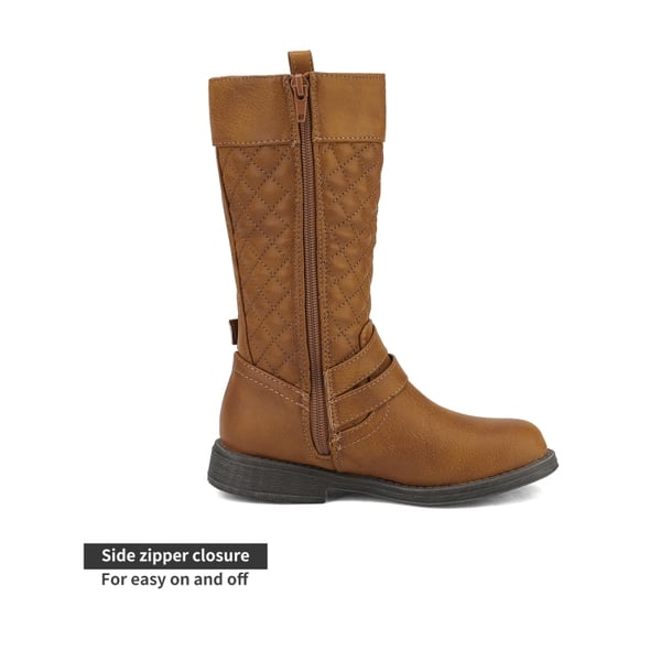 Girls Knee High Fashion Riding Boots - TAN - 1