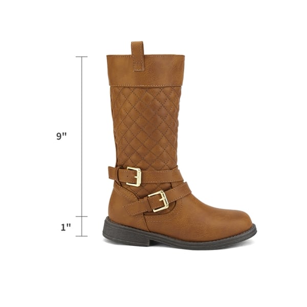 Girls Knee High Fashion Riding Boots - TAN - 2