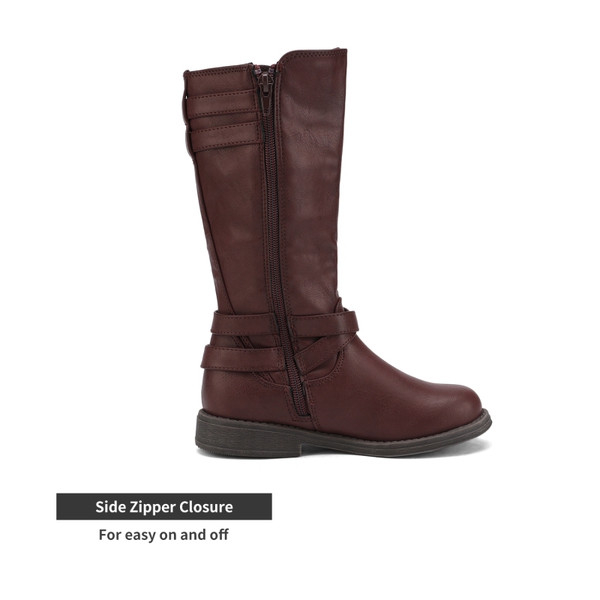 Girls Knee High Riding Boots - BURGUNDY - 1