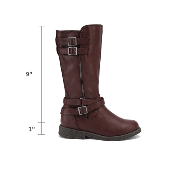 Girls Knee High Riding Boots - BURGUNDY - 2