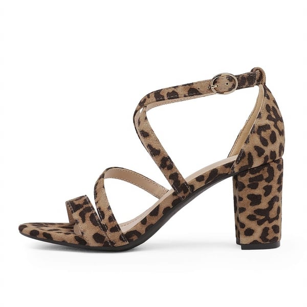 Dressy Chunky Strappy Sandals - LEOPARD - 1