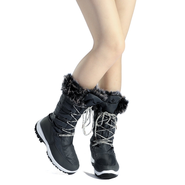 Mid Calf Lace Up Winter Boots - GREY - 1
