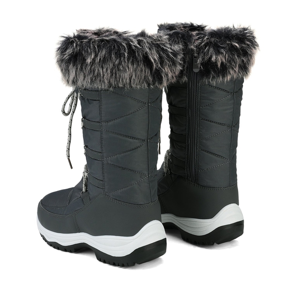 Mid Calf Lace Up Winter Boots - GREY - 3