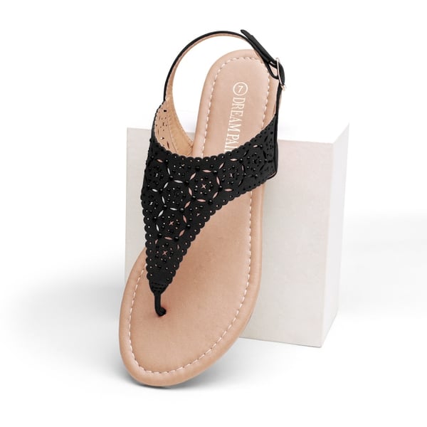 Cut Out Rhinestone Flat Sandals - BLACK - 2