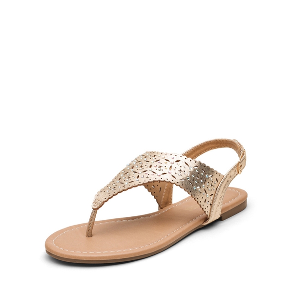Cut Out Rhinestone Flat Sandals - GOLD -  0