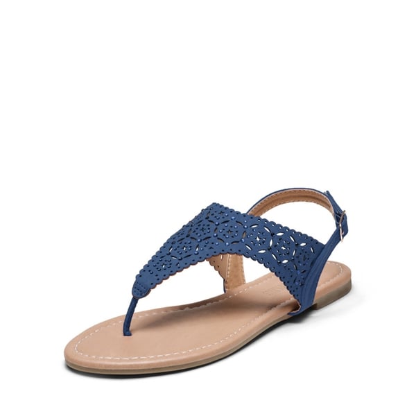 Cut Out Rhinestone Flat Sandals - NAVY -  0