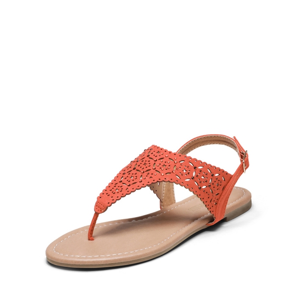 Cut Out Rhinestone Flat Sandals - ORANGE -  0