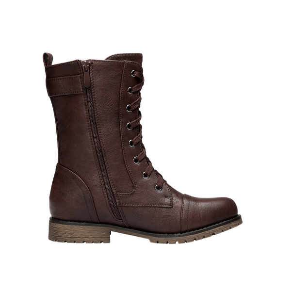 Winter Mid Calf Lace Up Boots - BURGUNDY - 2