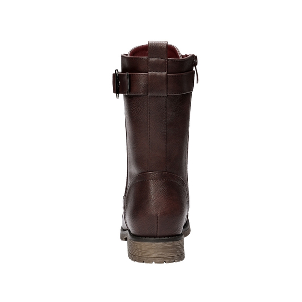 Winter Mid Calf Lace Up Boots - BURGUNDY - 4