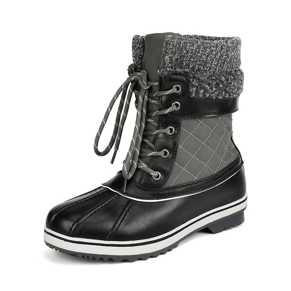 Mid Calf Lace Up Snow Boots - GREY -  0