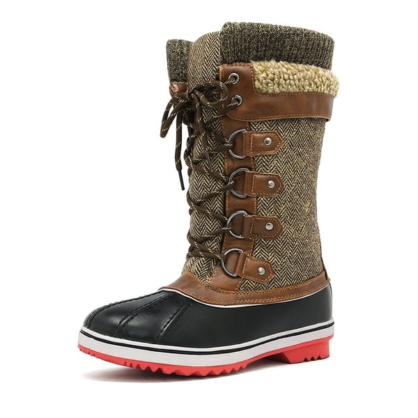 Lace Up Winter Fur Snow Boots - BROWN -  0