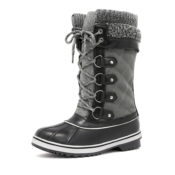 Lace Up Winter Fur Snow Boots - GREY -  0