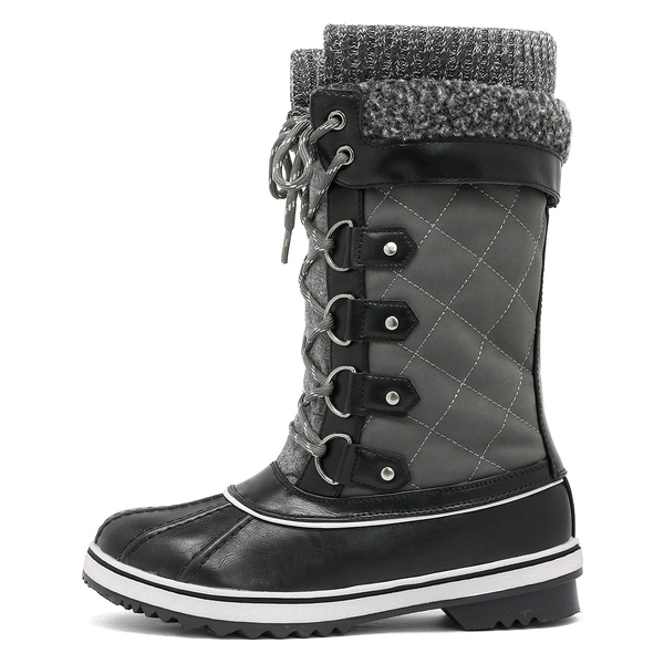 Lace Up Winter Fur Snow Boots - GREY - 3