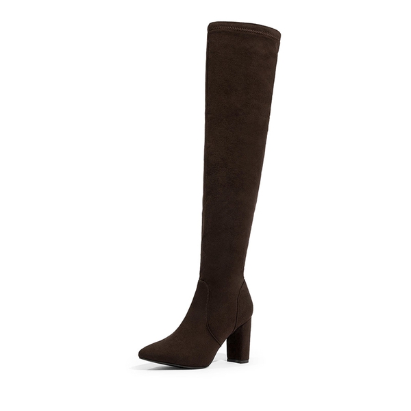 Thigh High Fashion Boots - COFFEE -  0