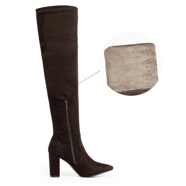 Thigh High Fashion Boots - COFFEE - 3