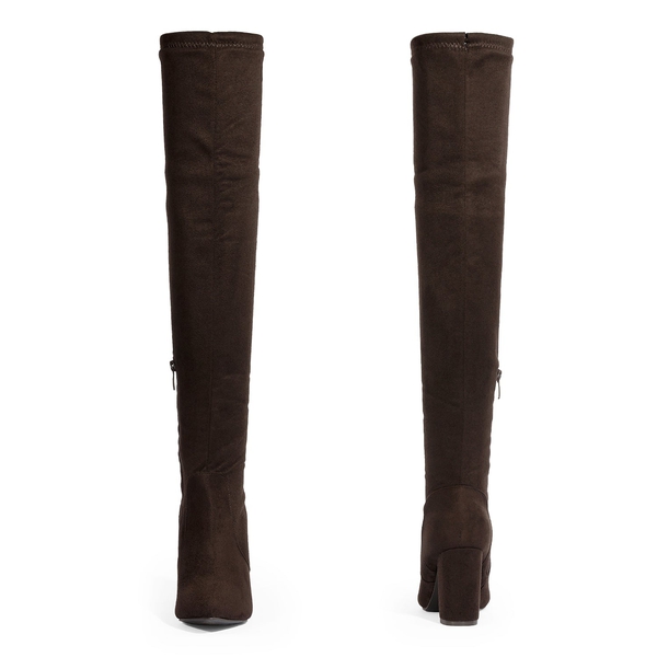 Thigh High Fashion Boots - COFFEE - 4