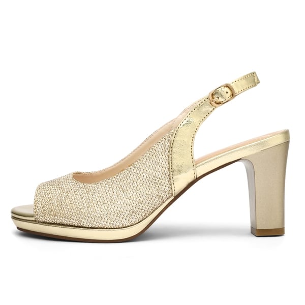 Chunky Heel Peep Toe Slingback Sandals - GOLD - 1
