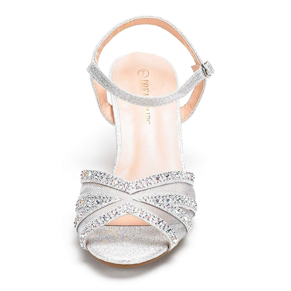 Ankle Strap Kitten Heel Sandals - SILVER - 2