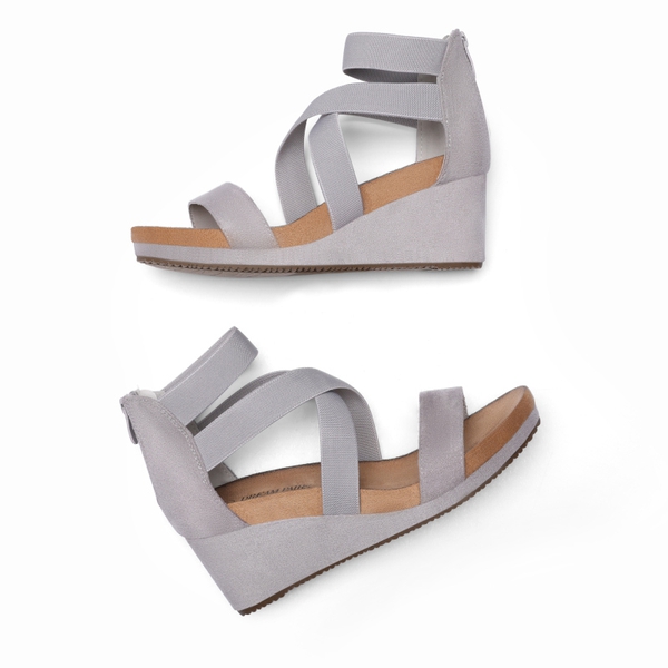 Platform Elastic Wedge Sandals - GREY - 2