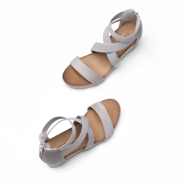 Platform Elastic Wedge Sandals - GREY - 3