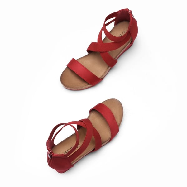 Platform Elastic Wedge Sandals - RED - 3