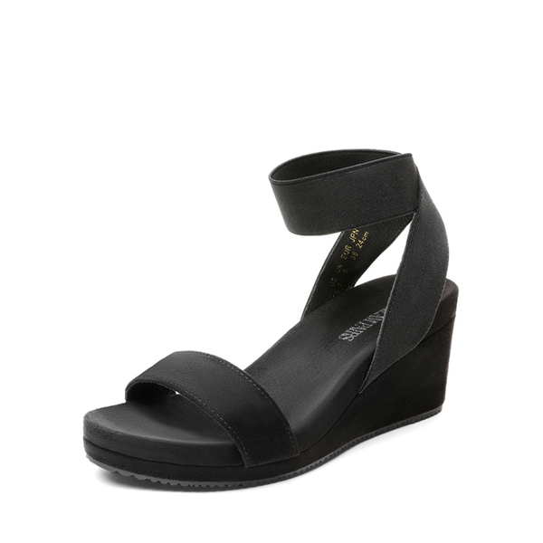 Comfortable Ankle Strap Platform Wedge Sandals - BLACK -  0