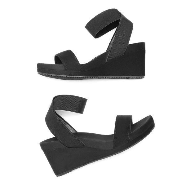 Comfortable Ankle Strap Platform Wedge Sandals - BLACK - 2