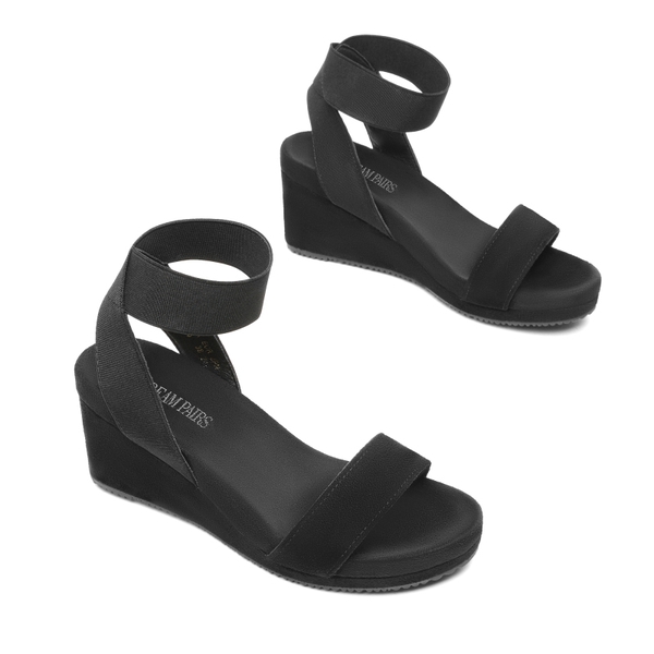 Comfortable Ankle Strap Platform Wedge Sandals - BLACK - 3