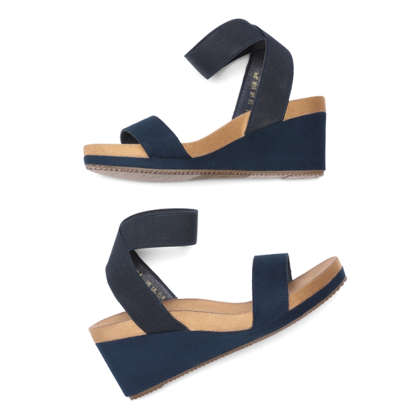 Comfortable Ankle Strap Platform Wedge Sandals - NAVY - 3