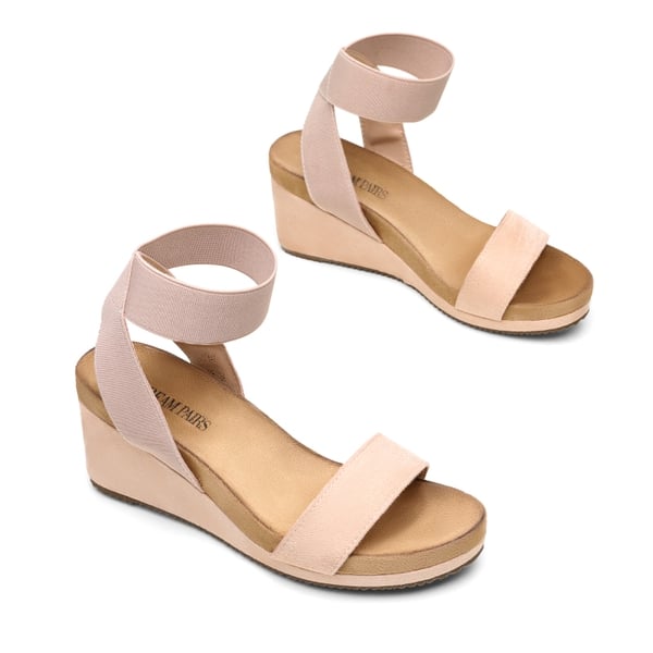 Comfortable Ankle Strap Platform Wedge Sandals - NUDE - 2