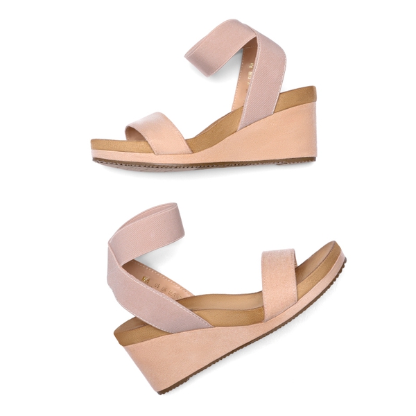Comfortable Ankle Strap Platform Wedge Sandals - NUDE - 3